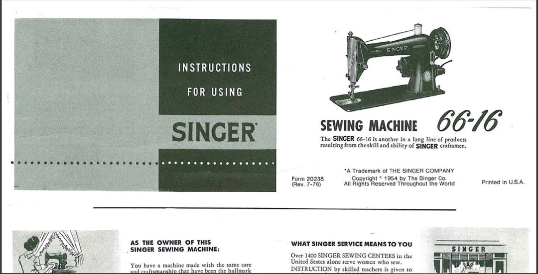 Singer 6616 Owners Manual PDF Digital Download Etsy