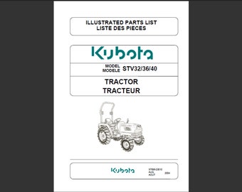 Kubota STV32, Kubota STV36 und Kubota STV3240 Traktor Ersatzteilliste pdf digitaler Download