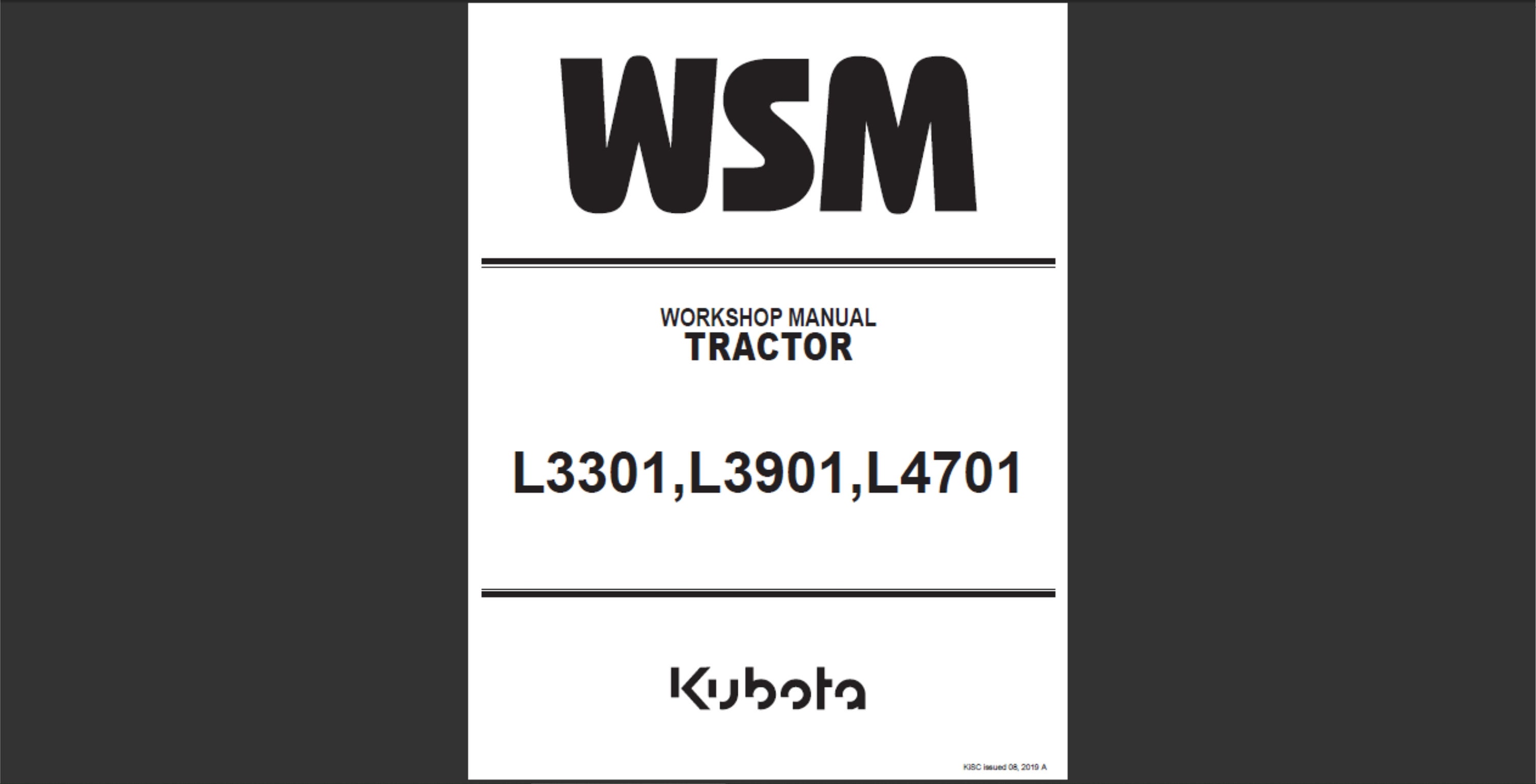 Kubota L3301, L3901 and L4701 Tractor Service Workshop