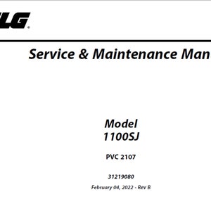JLG 1100SJ telescopic boom lift Workshop Service and Maintenance Manual PdF digital download