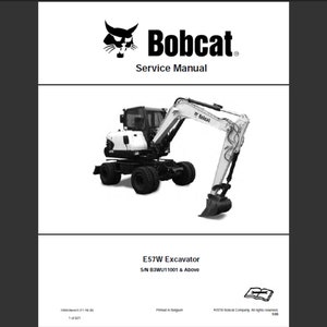 Bobcat E57W Excavator Workshop Service Manual PDF digital download