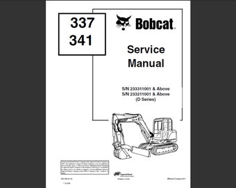 Bobcat 337 und 341 Bagger-Werkstatt-Servicehandbuch als digitaler PDF-Download