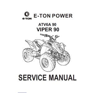E-TON ATV6A 90 and Viper 90 ATV Workshop Service Manual PDF Digital Download