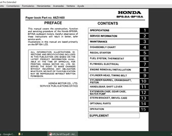 Honda BF9.9A en B F15A Werkplaats Servicehandleiding PDF digitale download