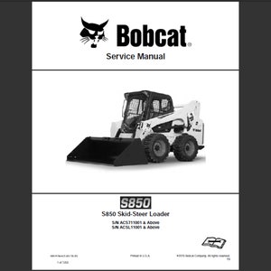 Bobcat S850 Minicargadora Manual de servicio de taller PDF descarga digital