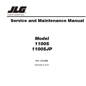 JLG 1100S and 1100SJP telescopic boom lift Workshop Service and Maintenance Manual PDF digital download