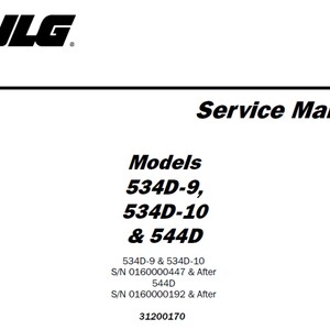 JLG 534D-9, 534D-10 and 544D Telescopic Forklift Workshop Service and Maintenance Manual PDF digital download