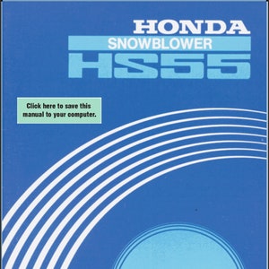 Honda HS55 Snowblower Snow Thrower owners manual PDF digital download