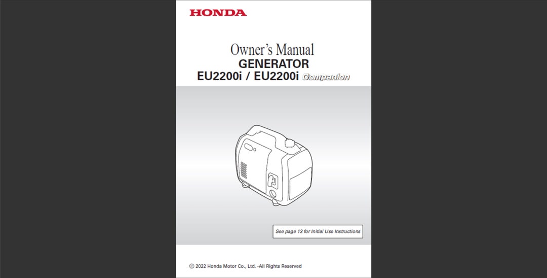 Honda Eu2200i and Eu2200i Companion Generator Owner Manual PDF Digital