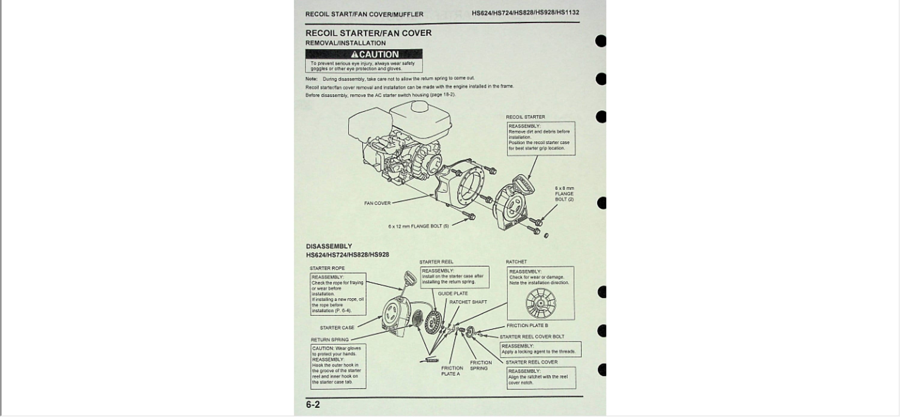 Honda HS624, HS724, HS828, HS928 and HS1132 Snow Blowers Snowblowers