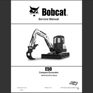 Bobcat E50 Excavator Workshop Service Manual PDF digital download 1