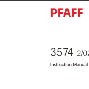 Pfaff 3574 -2/02 owners manual PDF digital download