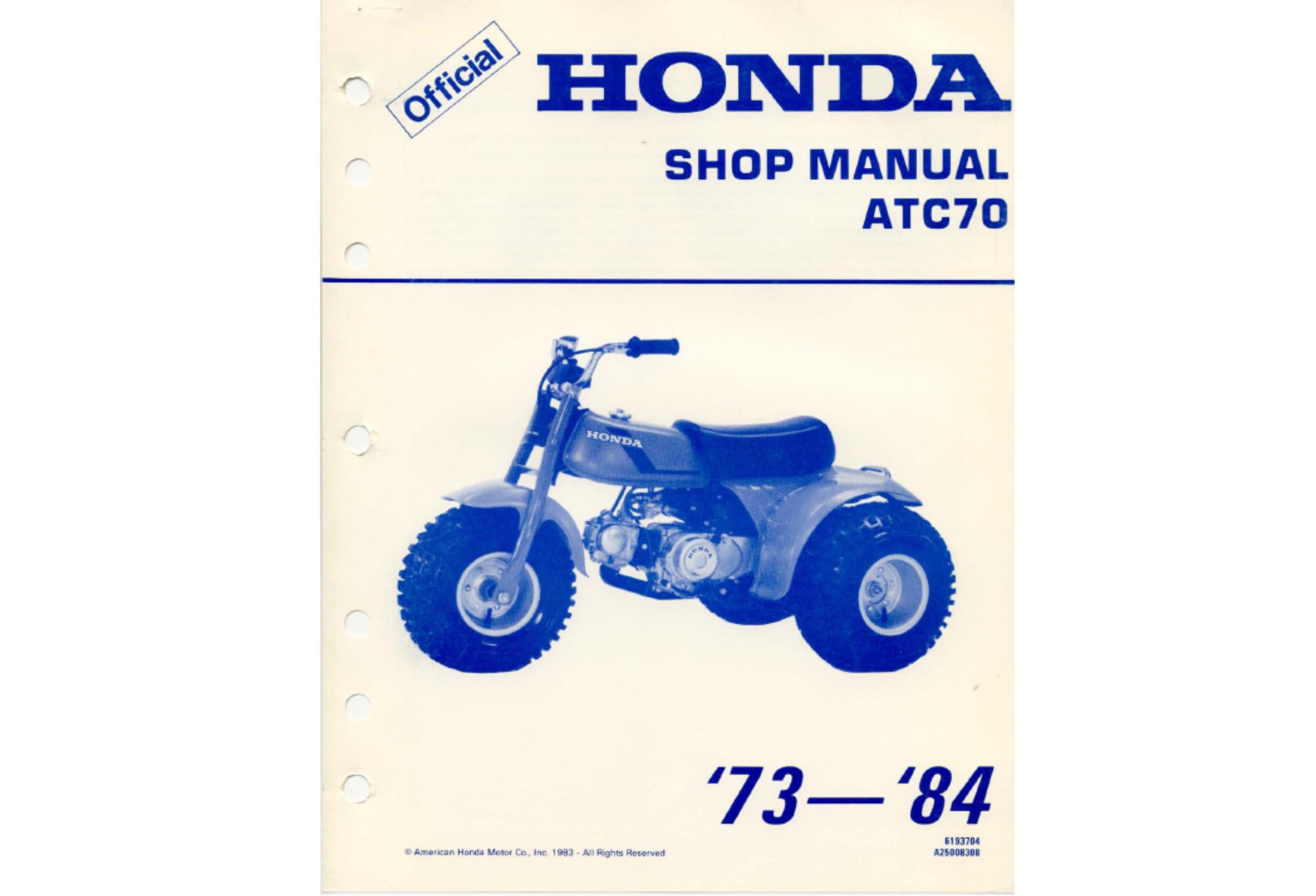 HONDA ATC200X サービスマニュアル HONDA ATC200X サービスマニュアル