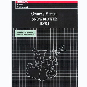 Honda HS522 snow blower snowblower Maintenance and Owners Manual PDF digital download