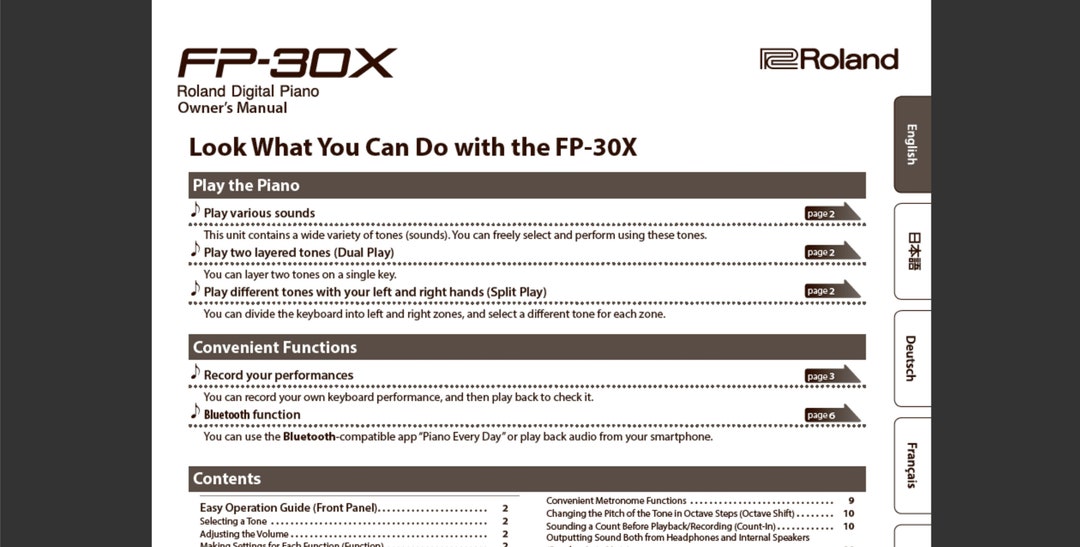 Roland FP30X Manual Digital Piano Owners Manual PDF Digital Download Etsy