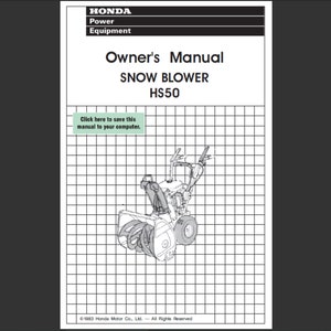Honda HS50 snow blower snowblower Maintenance and Owners Manual PDF digital download