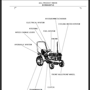 Kubota B1550HST-D tractor spare parts list pdf digital download
