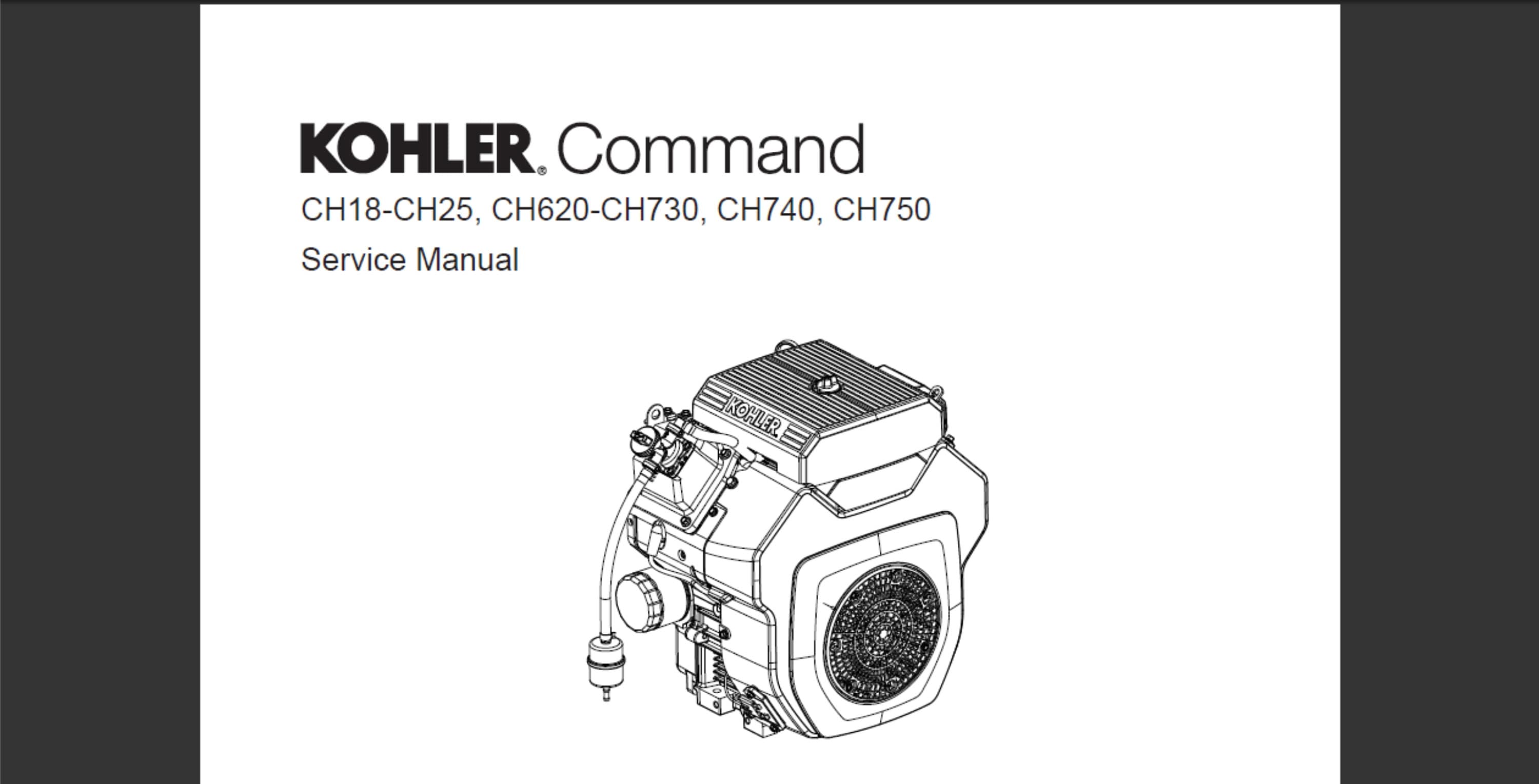 Kohler Command CH18 CH25, CH620 CH730, CH740 and CH750