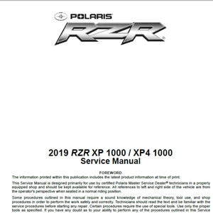 2019 Polaris RZR XP 1000 and RZR XP4 1000 Maintenance Repair Workshop service Manual pdf