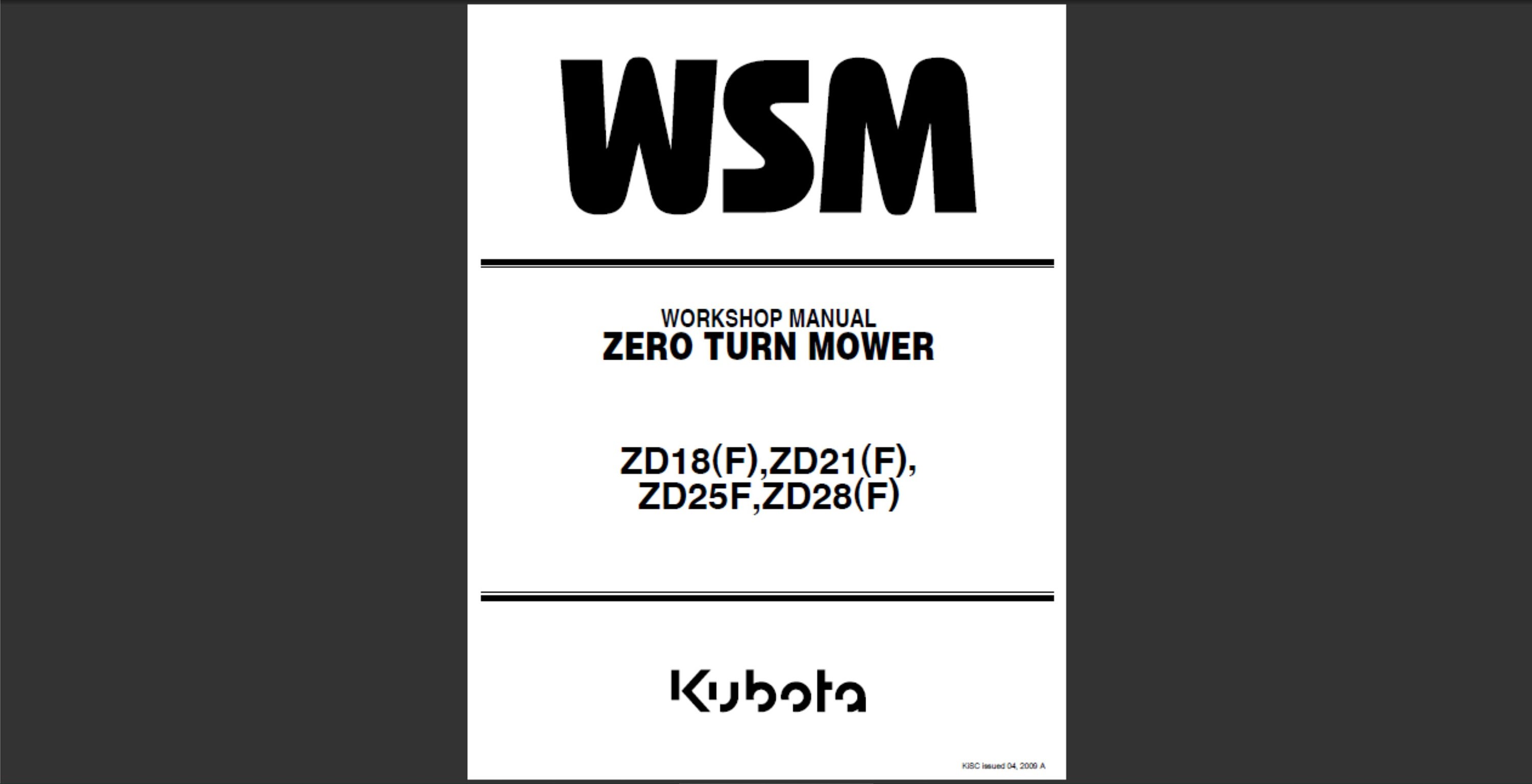 Kubota WSM ワークショップマニュアル ER320, ER323 Kubota WSM ワークショップマニュアル ER320, ER323 Kubota WSM