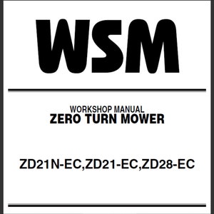 Kubota ZD21N-EC ZD21-EC ZD28-EC Zero Turn Mäher Service Werkstatt Handbuch