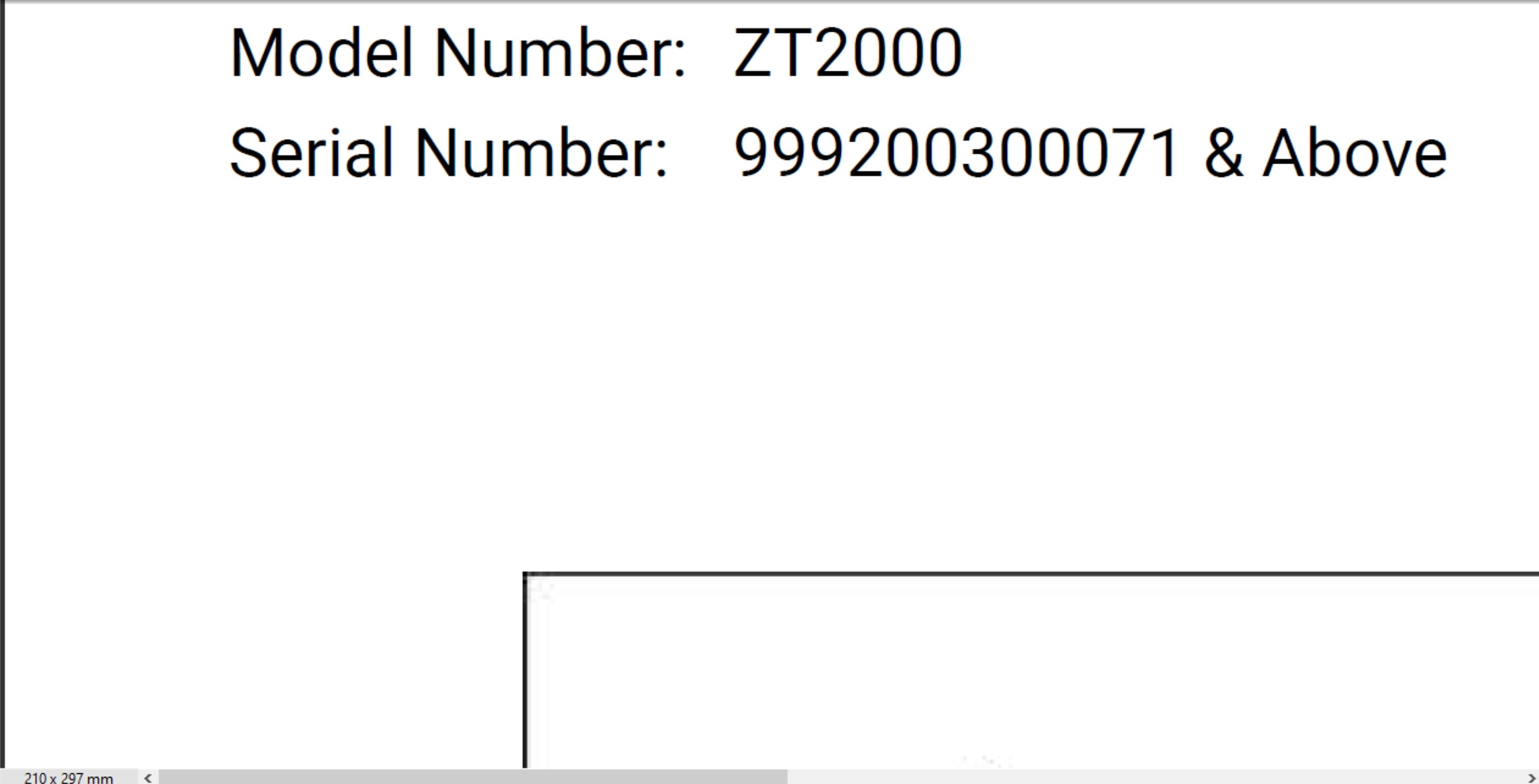 Bobcat ZT2000 Zero Turn Mower Serial Number: 999200300071 & Above
