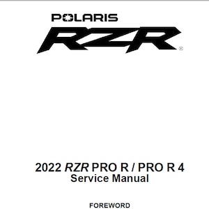 2022 Polaris RZR Pro R and RZR Pro R 4 Repair Workshop service manual pdf