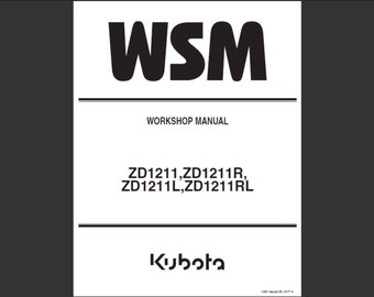 Kubota ZD1211 Lawn Mower Service Manual PDF, Kubota Lawn Mower