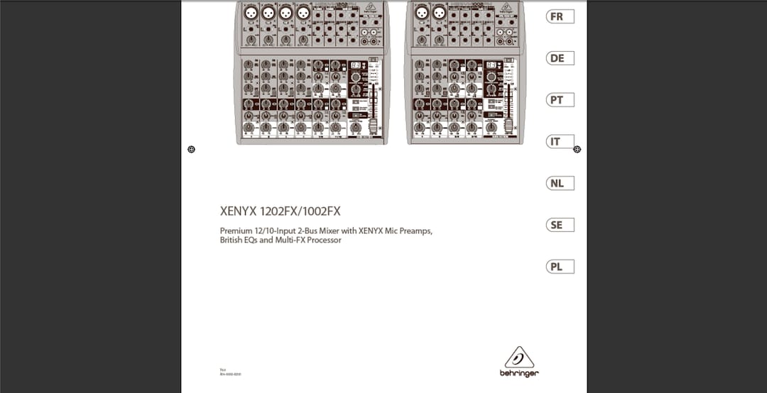 Behringer Xenyx 1002FX Manual and Behringer Xenyx 1202FX Manual Digital