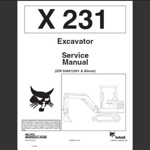 Bobcat X231 Excavator Workshop Service Manual PDF digital download 1