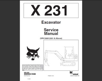 Manuel d'entretien et de réparation des excavatrices Bobcat X231 au format PDF, téléchargement numérique 1