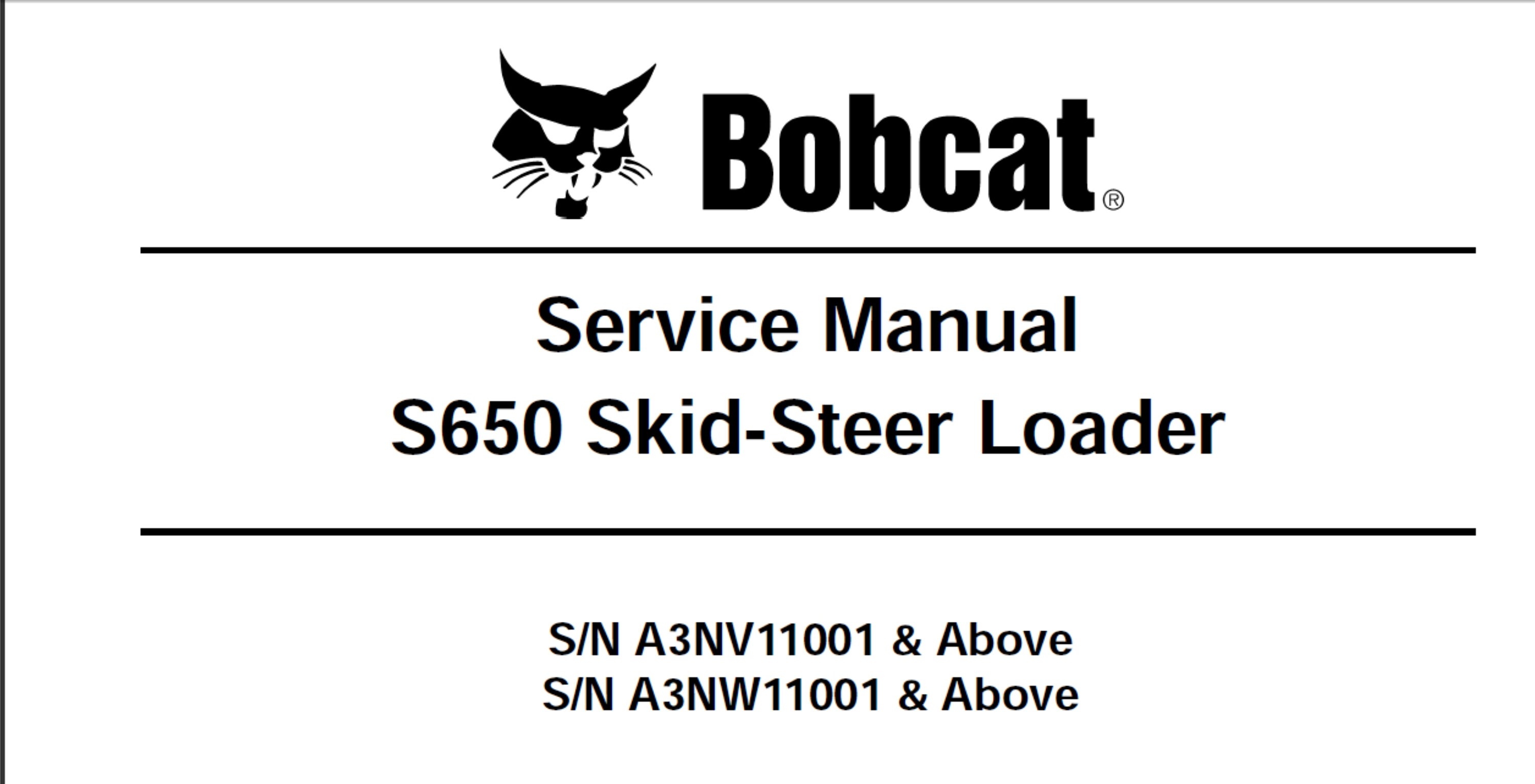 Bobcat S650 skid steer loader Service Manual PDF digital download