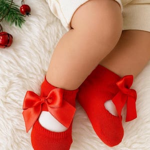 Schleifen Babysocken: Baumwoll Taufsocken, Neugeborenen Geschenk