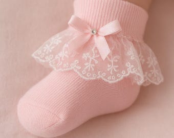 Baby Tulle Ruffle Socks: Cotton Ankle Socks, Newborn to Toddler