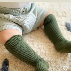 Baby Socks , Knee High Baby Socks , Ribbed Toddler Cotton Socks, Newborn Babyshower Gift Pack , Dress Socks. dark green
