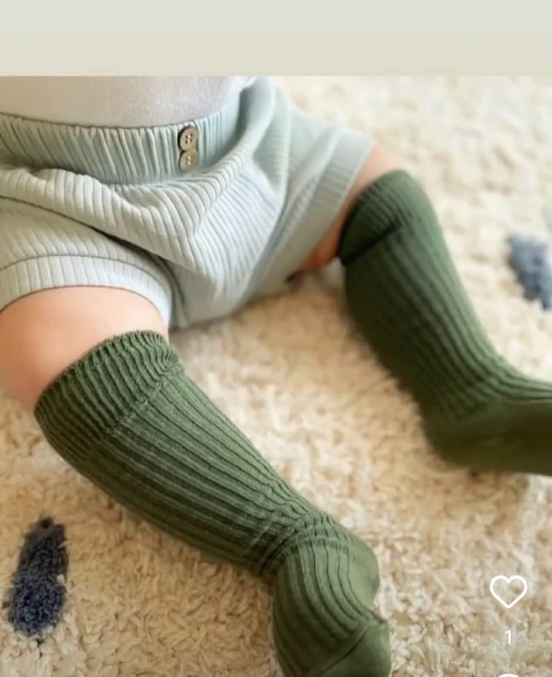 Baby Socks , Knee High Baby Socks , Ribbed Toddler Cotton Socks, Newborn Babyshower Gift Pack , Dress Socks. dark green