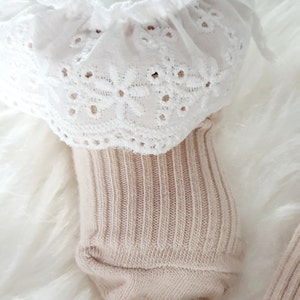 Lace Ribbed Knit Baby Girl Socks , Photoshoot Outfit Vintage ,Vintage Style Frilly Socks , Baby Girl Fall Accessories,Knee Length Stockings image 5