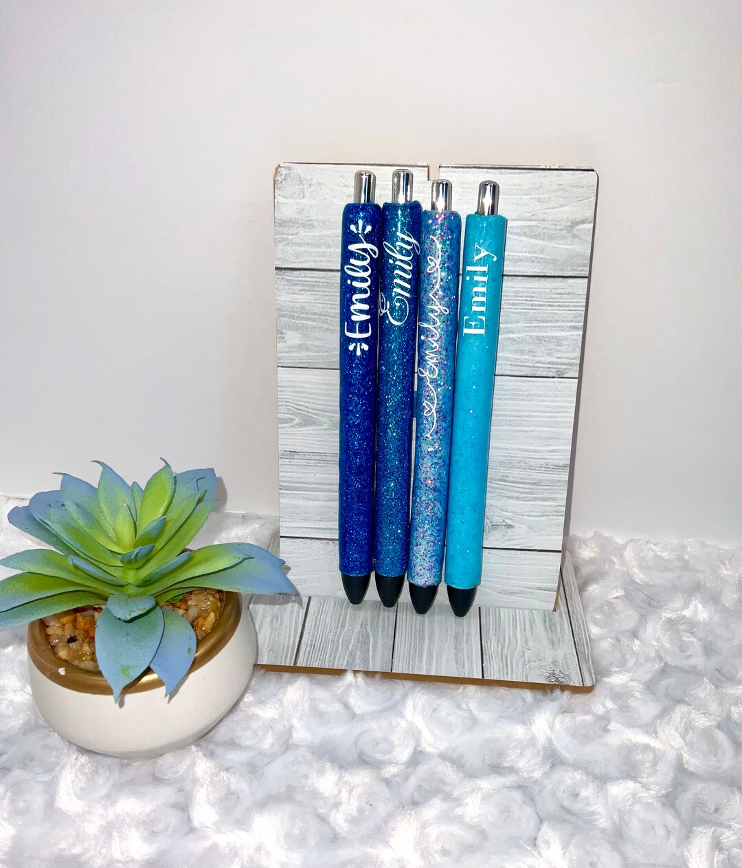 Personalized Pen Set, Blue Glitter Pen Set, Glitter Pens With Names