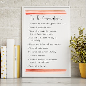 10 Commandments | Ten Commandments | Exodus 20:1-17 | Christian Gift | Christian Wall Art | Christian Decor | Printable