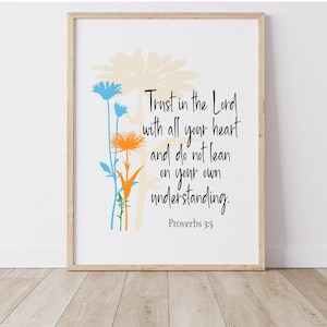 Trust in the Lord with all your heart | Proverbs 3:5 | Christian Gift | Christian Wall Art | Printable | JPG PNG | Gift her