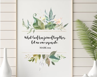 What God has joined together | Mark 10:9 | Wedding Art | Christian Art | Wedding Gift | Wedding Poster | Digital Download JPG, PNG Printable