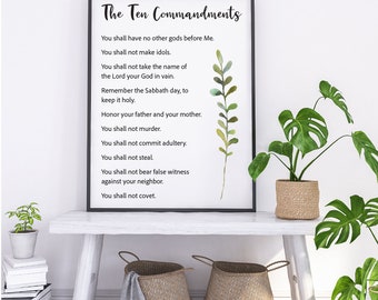 10 commandements | dix commandements | Exode 20:1-17 | Cadeau chrétien | Art mural chrétien | Décoration chrétienne | Imprimable