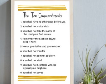 10 Commandments | Ten Commandments | Exodus 20:1-17 | Christian Gift | Christian Wall Art | Christian Decor | Printable