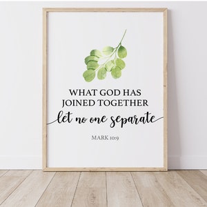What God has joined together | Mark 10:9 | Wedding Art | Christian Art | Wedding Gift | Wedding Poster | Digital Download JPG, PNG Printable