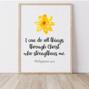 I can do all things through Christ who strengthens me | Philippians 4:13 | Christian Gift | Christian Wall Art | Printable