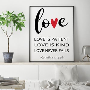 Love is patient love is kind love never fails | 1 Corinthians 13:4,7 | Wedding Art | Christian Art | Wedding Gift | Printable Digital