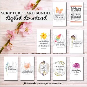 Schriftafdrukken, Bijbelbladwijzers-tags, 10 ontwerpen, printen en knippen, afdrukbaar, Avery visitekaartje sjabloon, aanmoediging, geheugenvers
