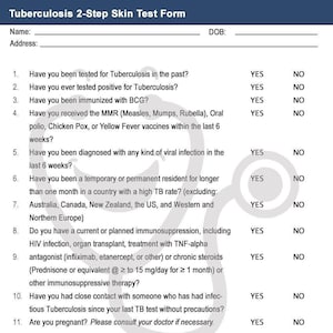 Employment - 2 Step (TB) Tuberculosis Test (Blank & Printable) - 2 pages