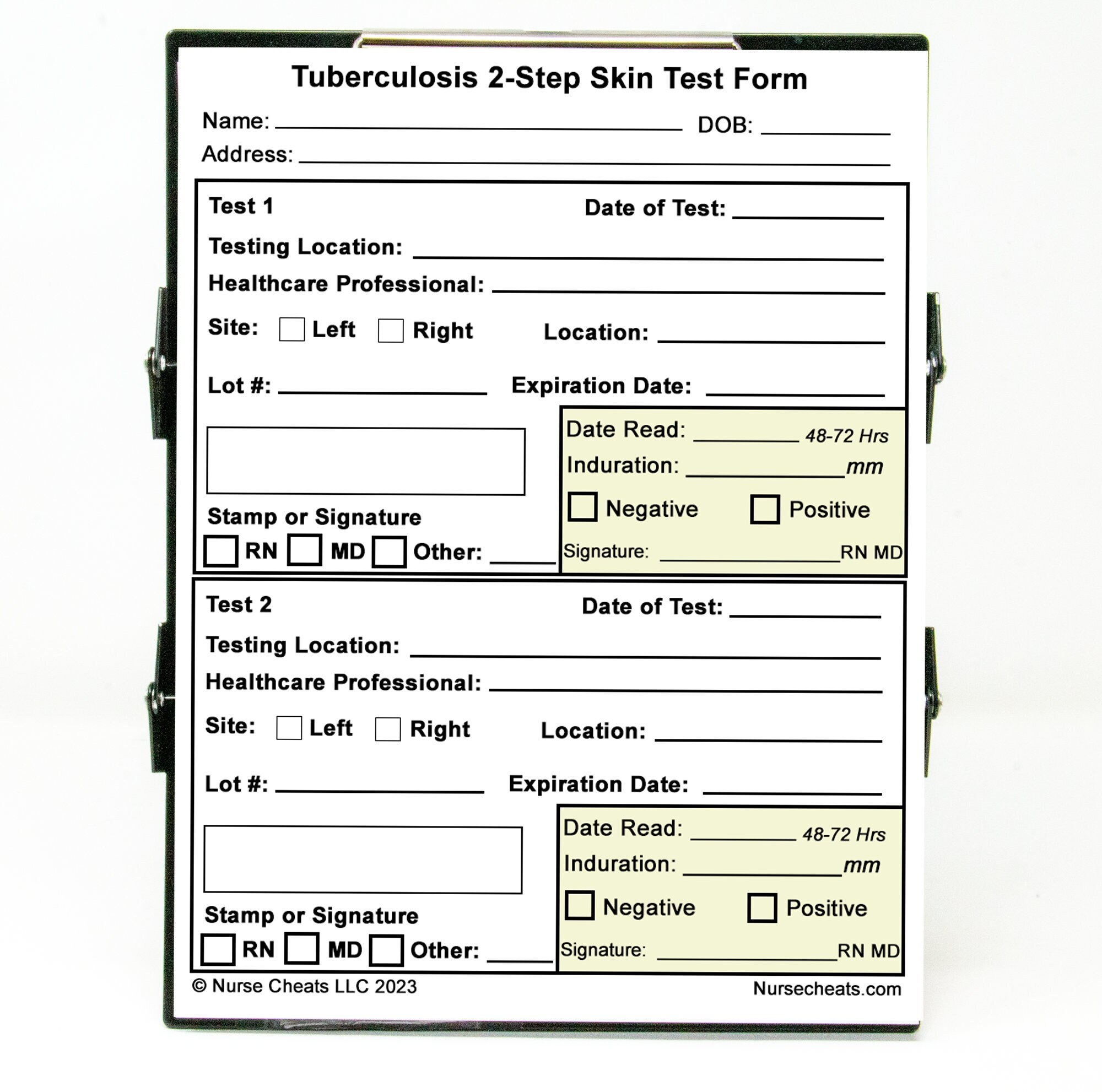 Employment Two 2 Step TB Tuberculosis Test Blank Printable Etsy