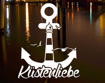 Anker Auto Aufkleber Küstenliebe Ostsee Nordsee Heimat Sticker Urlaub Wasser Strand